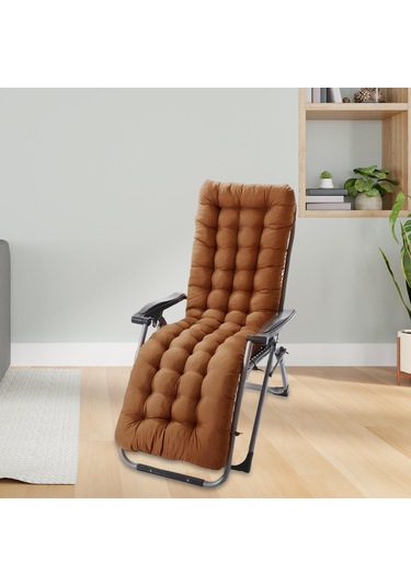 Suntek Yüksek Sırtlı Sandalye Minderi Dolgulu Koltuk Ahşap Kahve