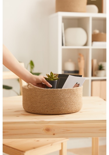 Ocean Home Textile Jüt Halat Sepet 30 x 12 cm