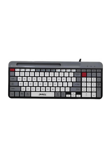 Jedel K37 Slim Kablolu Ofis Klavyesi - Telefon Tutuculu, Sessiz Tuşlu
