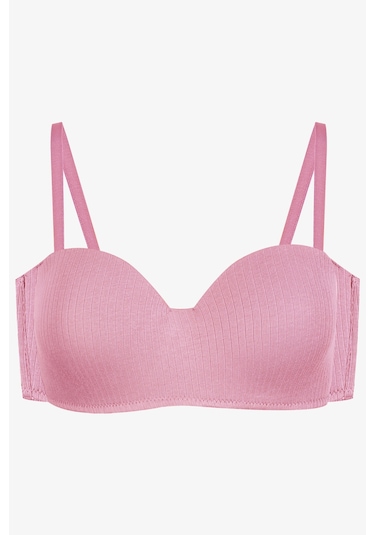 Kadın Dolgusuz Pamuklu Fitilli Straplez Sütyen Pudra