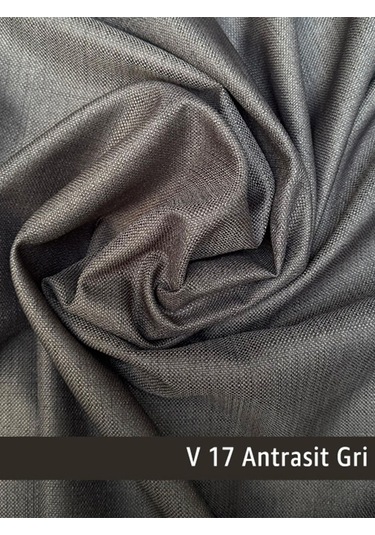 Donatti Antrasit Gri Düz Keten Fon Perde 1/3 Pile Tek Kanat Antrasit Gri