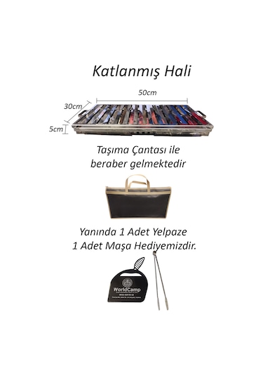 Krom Katlanır Mangal Büyük Boy Çok Renkli