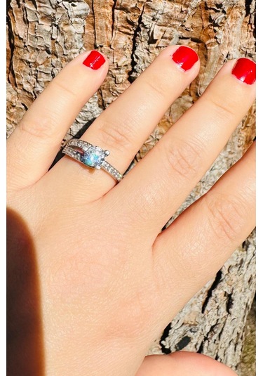 Gümüş Alyans Yüzük Zirkon Taşlı Sodyum Kaplama 925 Ayar 3,49 Gram