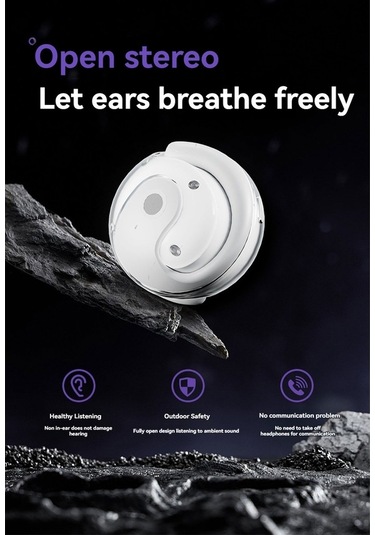 Novahub Yeni Nesil Bluetooth 5.4 Kulak Asılı Tws Kulaklık, Uzun Ömürlü, Rahat Kullanım, Açık Holografik Ses, Beyaz