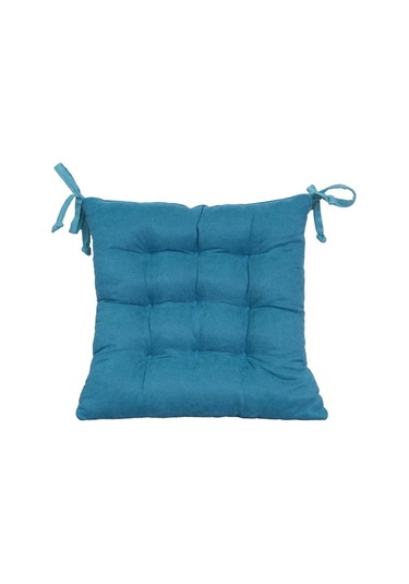 Kadife Dokulu Sandalye Minderi Çift Taraflı Petrol Turkuaz 2400