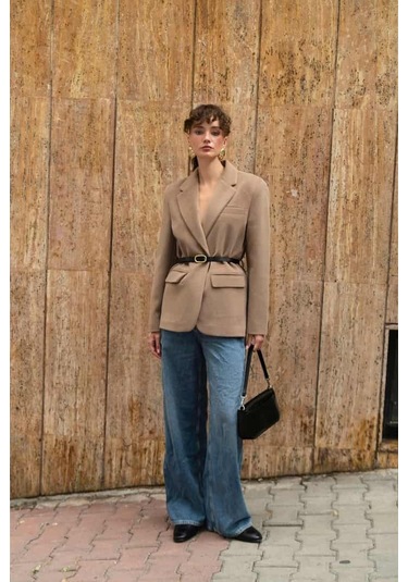 Premium Kalite Tay Tüyü Blazer CAMEL