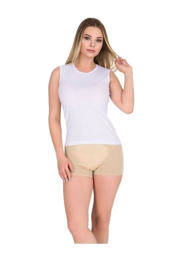 Kadın Kolsuz Body T-shirt Beyaz 2 Li Paket 001