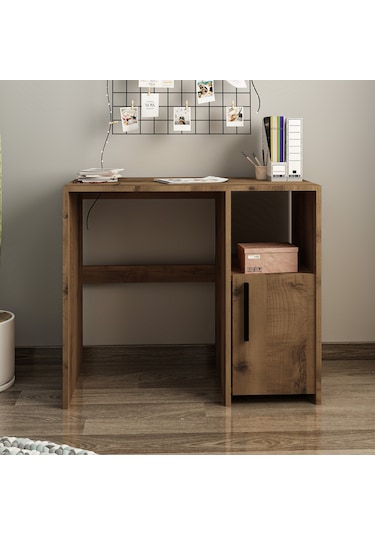 Kuzey Tek Kapaklı Çalışma Masası Minimal Tasarım Antik Ceviz
