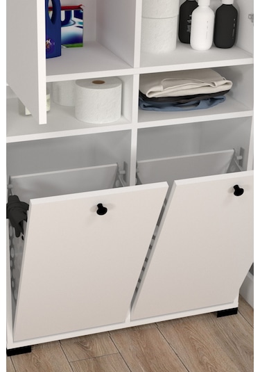 Atlas No.2 6 Raflı 2 Sepetli Banyo Dolabı Beyaz