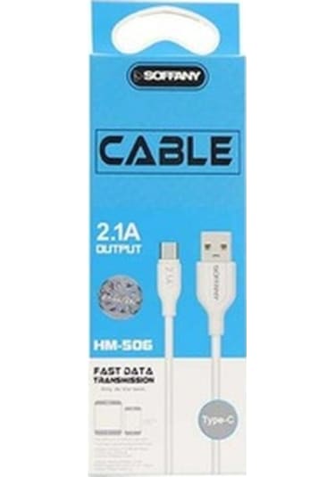 Soffany HM-506 2.1A USB Type-C Data ve Şarj Kablosu 1.2 M