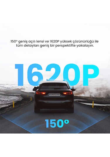 +360 Botslab Hk50 Set / 3k Qhd Wifi 150 Ultra Geniş Açı Gece Görüşlü Akıllı Araç Kamera + Park Kiti