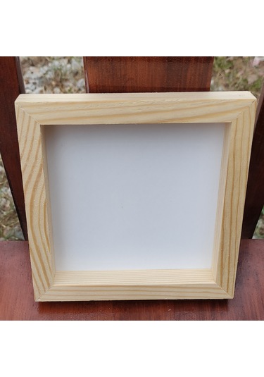 15x15cm Beyaz Ahşap Çerçeveli Pano Camsız - Arkalık Sabit