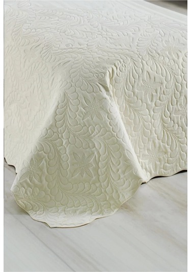 Tek Kişilik Düz Renk Kapitone Yatak Örtüsü, Sade Ve Şık Görünüm 175 X 250cm Krem