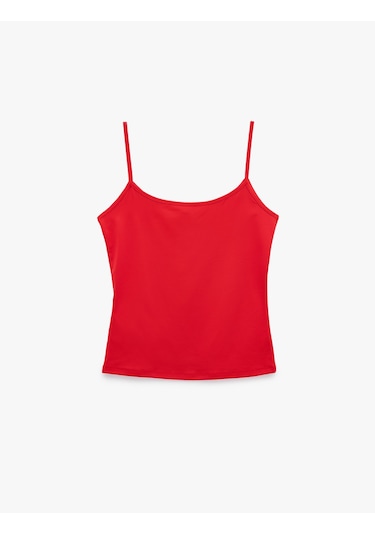 Koton Slim Fit İp Askılı Atlet Kırmızı 6sak10292ek