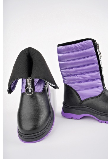 Muggo Sugar Garantili Çocuk Unisex Rahat Kalıp Önü Fermuarlı İçi Kürklü Yağmur Ve Kar Botu 001