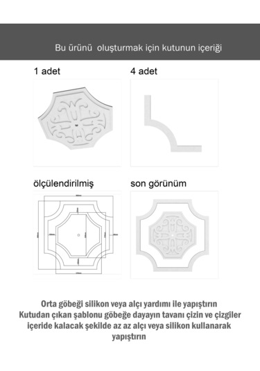 Motifpiyer Lamba Tavan Göbeği 54-2-model-4gen-iç-egri-76cm-dış-çitalı Beyaz