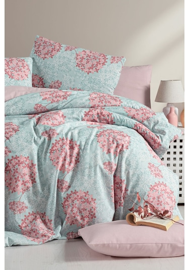 Lastikli Çarşaflı Tek Kişilik Nevresim Elegant Mint Mint Mor