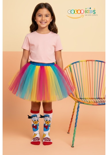 Color Socks 1 Çift Beyaz Ördek Desenli Animasyon Çorap Soft Touch Beyaz