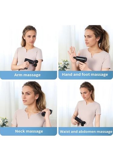 Motion003 Pembe Yuksek Guclu Tam Vucut Rahatlatıcı Sarj Edilebilir Derin Doku Masaj Aleti 4 Baslık Pembe