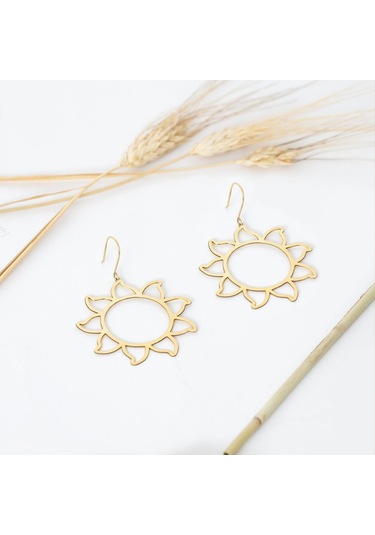 Dkmn Gümüş Güneş Sembolü Gümüş Küpe, 925 Ayar Kadın Gümüş Küpe