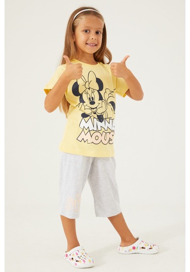 Minnie Mouse Sweet Candy Minnie Sarı Kız Çocuk Kapri Takım Sarı