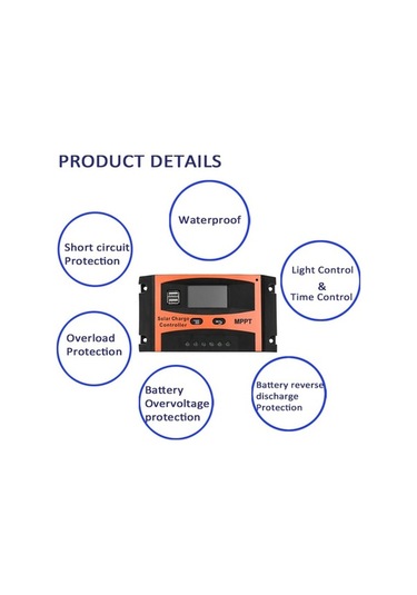 Trendooze 12v/24v Güneş Enerjisi Akü Regülatörü, Çift Usb, Lcd Ekranlı, Otomatik Tanıma