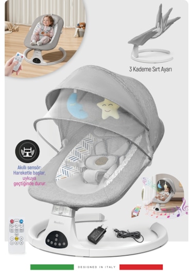 Livenzi Movibaby Hareket Sensörlü Otomatik Ana Kucağı-grey