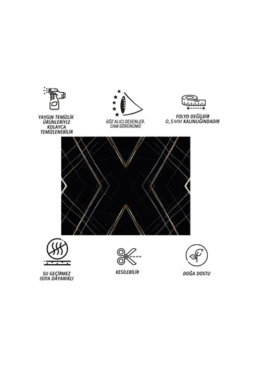 Tink Kendinden Yapışkanlı Siyah Asorti Desenli Pvc Panel 41x62 Cm