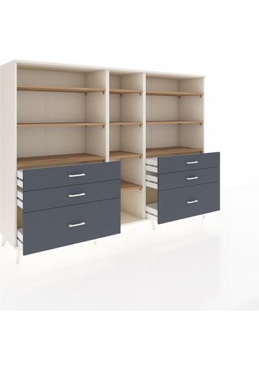 Hyperion Dolap 10 Raflı 6 Çekmeceli 220x44x163 Aytaşı-çam/antras Aytaşı-çam/antrasit