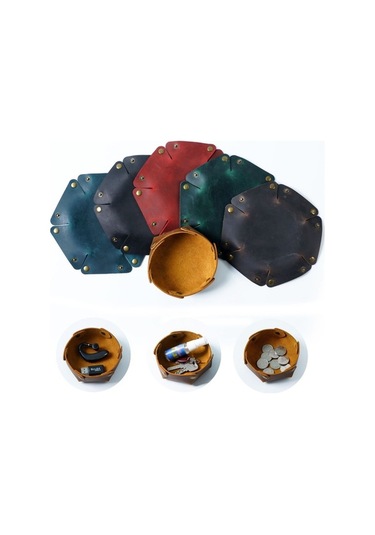 Fortunelane Ahşap Üstü Deri Kutu - Anahtar, Makyaj İçin Crazy Horse Kahverengi