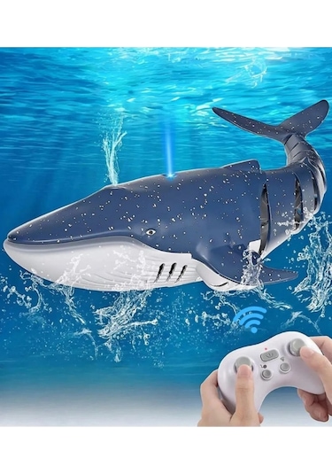 Seher 2.4 Ghz Uzaktan Kumandalı Yüzen Full Fonksiyon Şarjlı Su Püskürten Beyaz Köpekbalığı Renkli