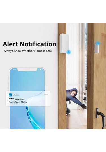 Dianziye Sonoff Dw2 Wifi Akıllı Pencere/kapı Sensörü - Ewelink Uzak Kontrol, Alarm Bildirimi, Geçmiş Kayıtlar Pil Yok M0802070002