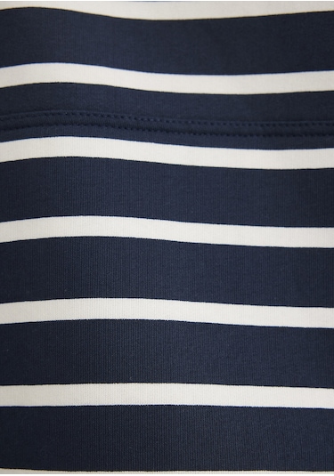 Mavi - Mavi Logo Baskılı Lacivert Çizgili Sweatshirt 1s10118-81518 Mavi