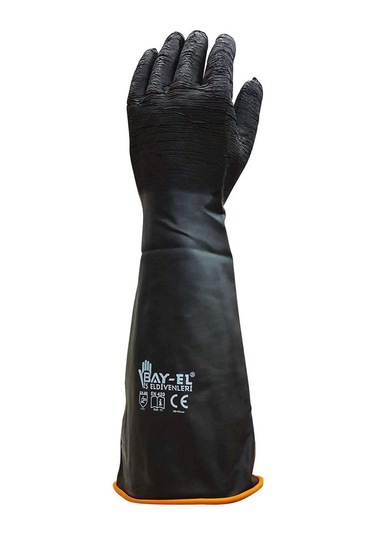 Bay-el El460 Siyah Kauçuk Pütürlü Uzun Eldiven Xl 60 Cm