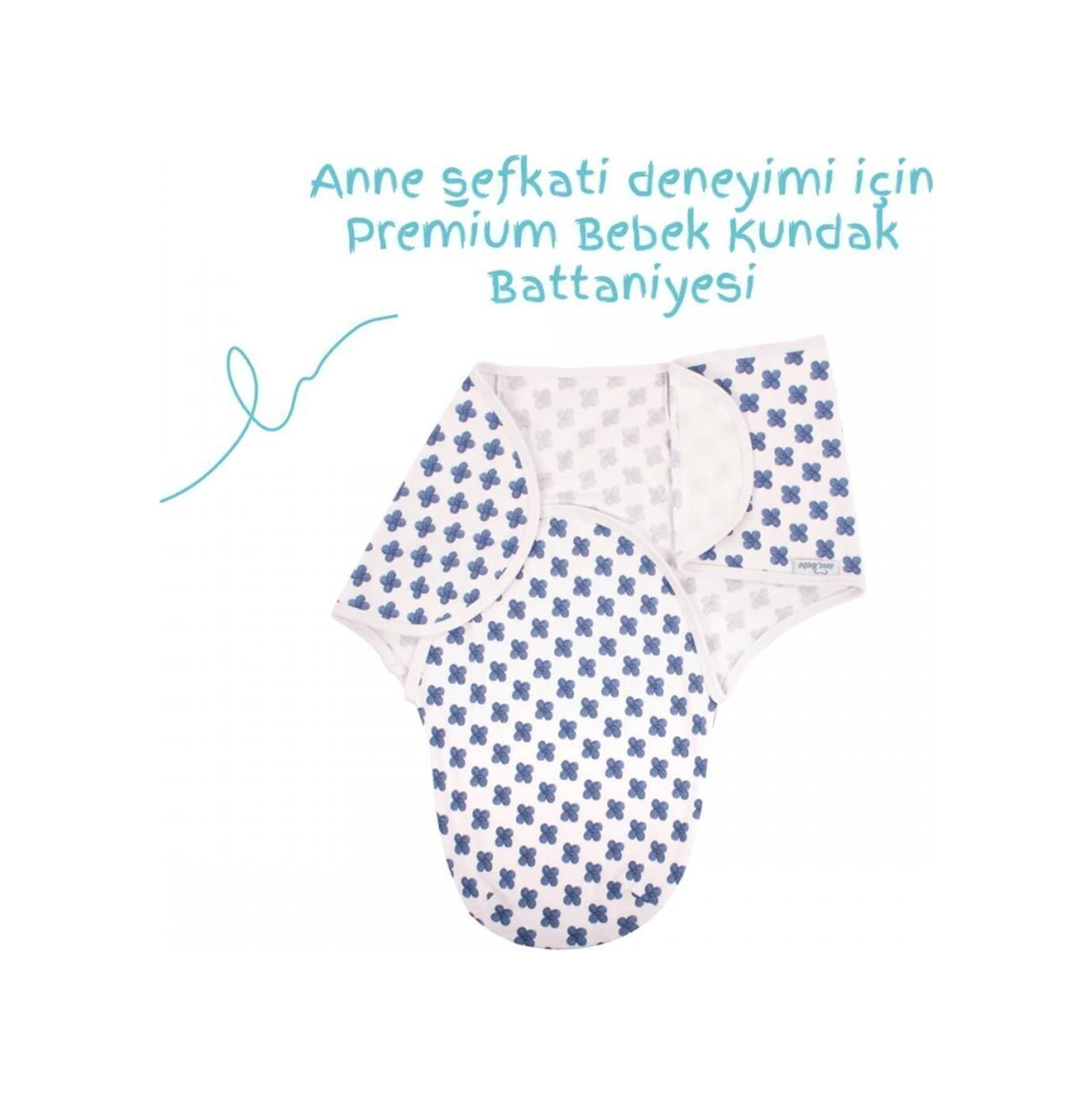 İnterlok Bebe Kundağı 118 Mavi Çiçek