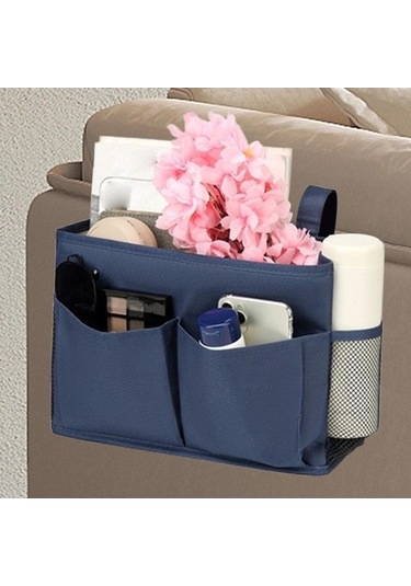 Trendooze Dergi İçin Hafif Lacivert Başucu Caddy Asılı Yatak Düzenleyici Lacivert