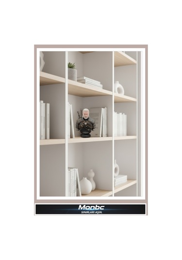 Monbc Witcher Büstü Geralt Of Rivia 3d Tasarım Dekoratif Biblo, Hediyelik Ve Ev Ofis İçin Şık Aksesuar