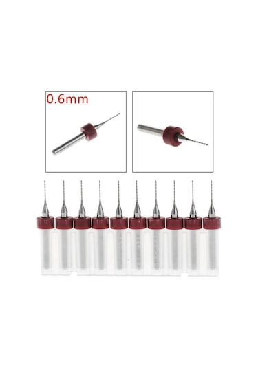 PCB Matkap Ucu  0,6mm Tungsten Mikro Karbür 10 Adet 18 Shank