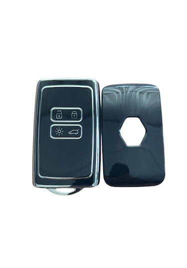 Autohan Keys Lüx Renault Anahtar Kılıfı, Clio E-tech, Austral, Megane 4, Talisman, Clio 5 Uyumlu, Siyah-gümüş