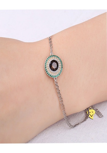 Brezza Lusso Jewelry Sultanit Zümrüt Taşlı Işıltılı Endam Kadın Gümüş Bileklik