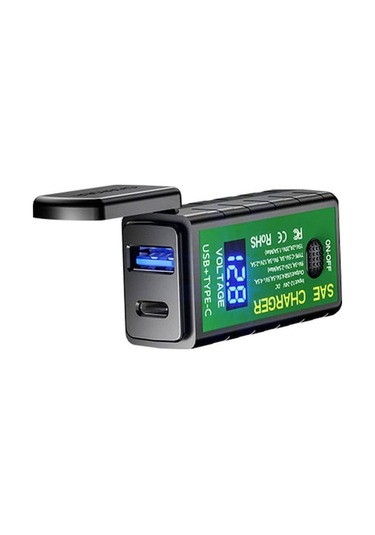 Ebitda Motosiklet Usb Şarj Cihazı Sae - Usb Adaptörü Pd+qc3.0 Şarj Cihazı Voltmetreli A Turuncu, Küçük Boyutlu