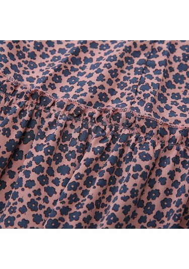 Sones Yüksek Bel Çiçekli Plise Vintage Bölünmüş Etek Pembe