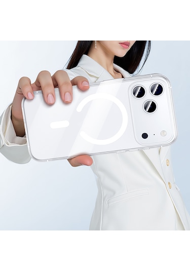 İphone 17 Pro Uyumlu Kılıf M-safe Şarj Özellikli Benks Crystal Serisi Sert Pc Şeffaf Kapak
