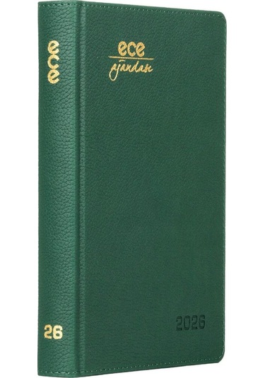 Ece Ajandası Kemer 2026 Yeşil - Günlük Çizgili Sert Kapak 14x20 Yeşil