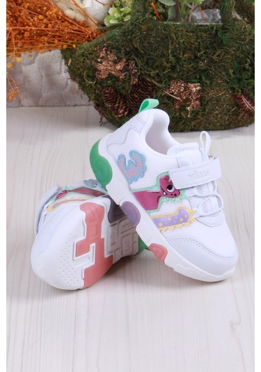 Vicco 346.b25y.160 Beyaz Yeşil Number Işıklı Kız Çocuk Ayakkabı Beyaz - Yeşil