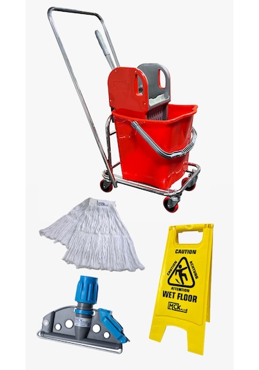 Mck Plus Tek Kovalı Krom Temizlik Arabası Paspas Arabası Temizlik Seti