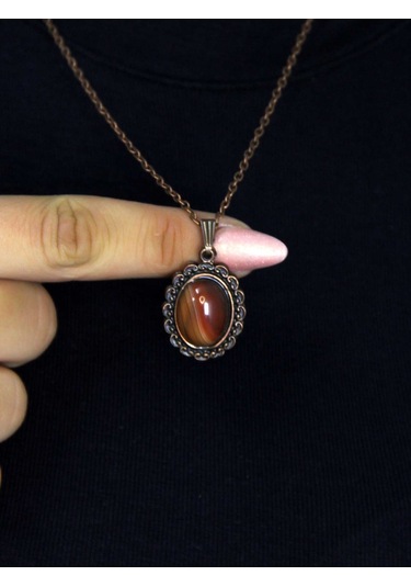 Doğal Taş Yemen Akik Doğal Taşlı Kadın Doğal Taş Otantik Kolye Euk27byma Turuncu