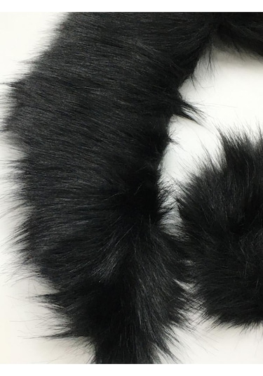 Kürk Yaka / Yaka Kürkü Kollu Takım Siyah Siyah