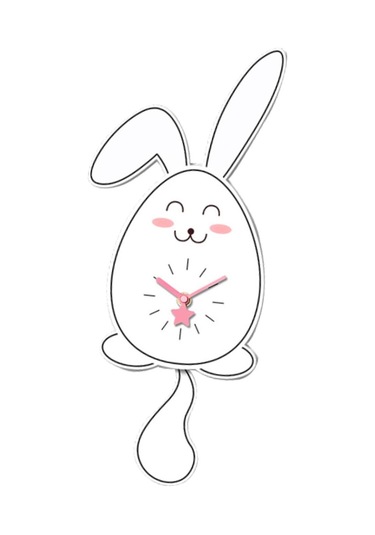 Homyl Tavşan Sarkaçlı Duvar Saati Sessiz Saat Akrilik Askılı Stil A