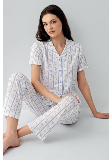 Arnetta Kadın Mavi Gömlek Pijama Takım Ar3619-s-v1 Mavi